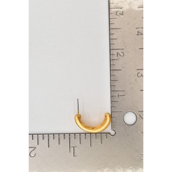 Givenchy Vintage Hoop Earrings Brushed Gold Chunky Swirl Matte Signed 1980s 9I - Picture 12 of 12